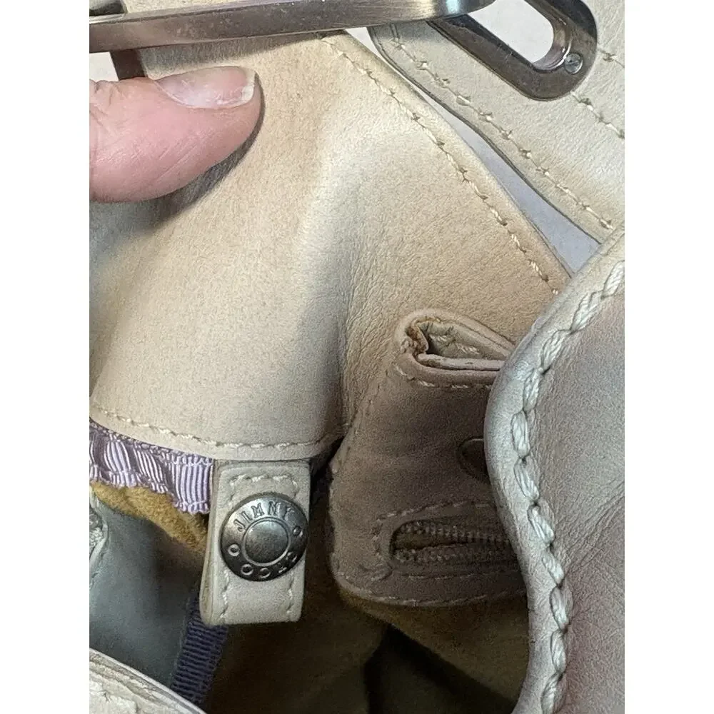 Jimmy Choo Buckle Studded Tulita Hobo Shoulder Bag Tan Canvas - Picture 15 of 16